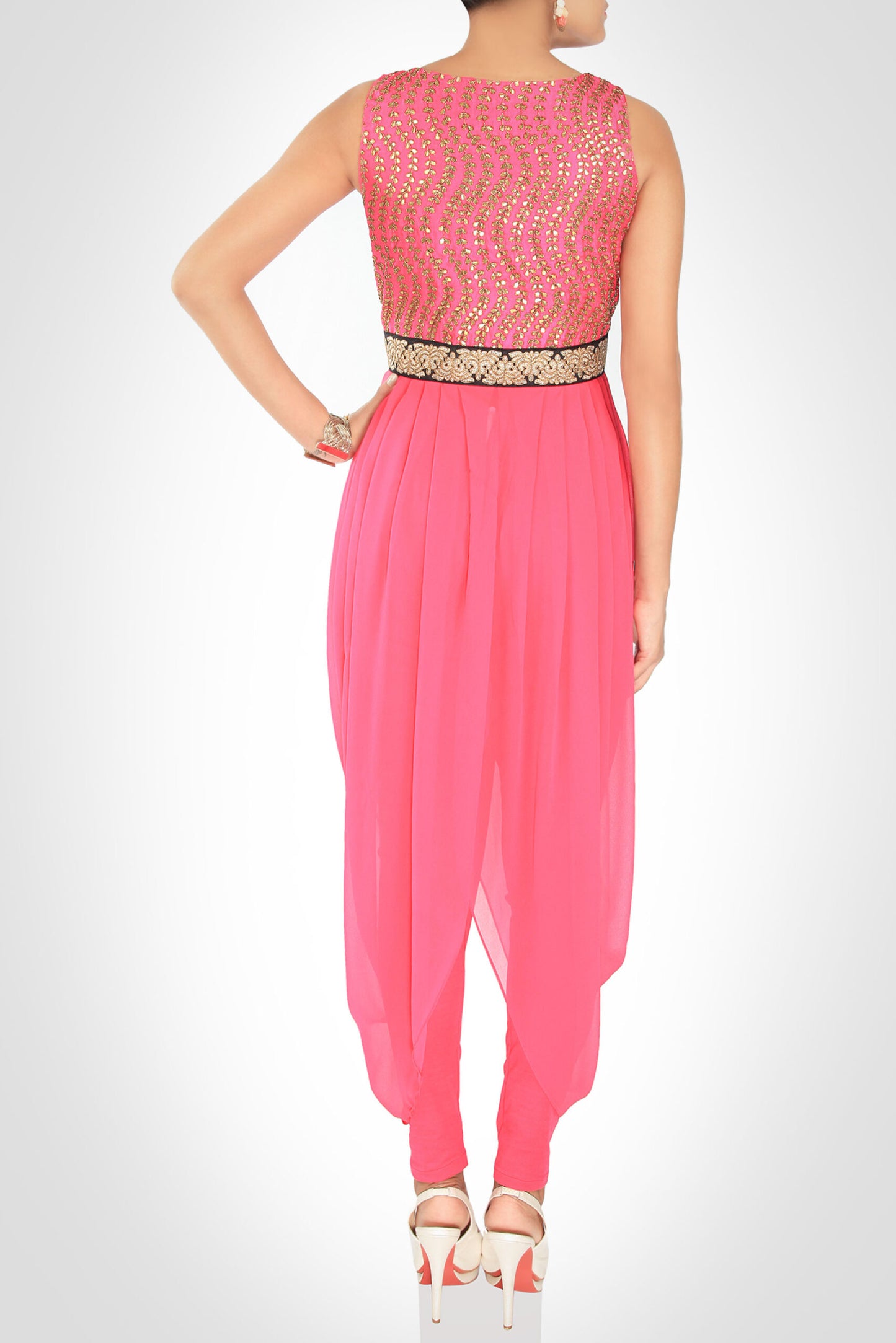 Draped Dress With Gota Patti Embroidery