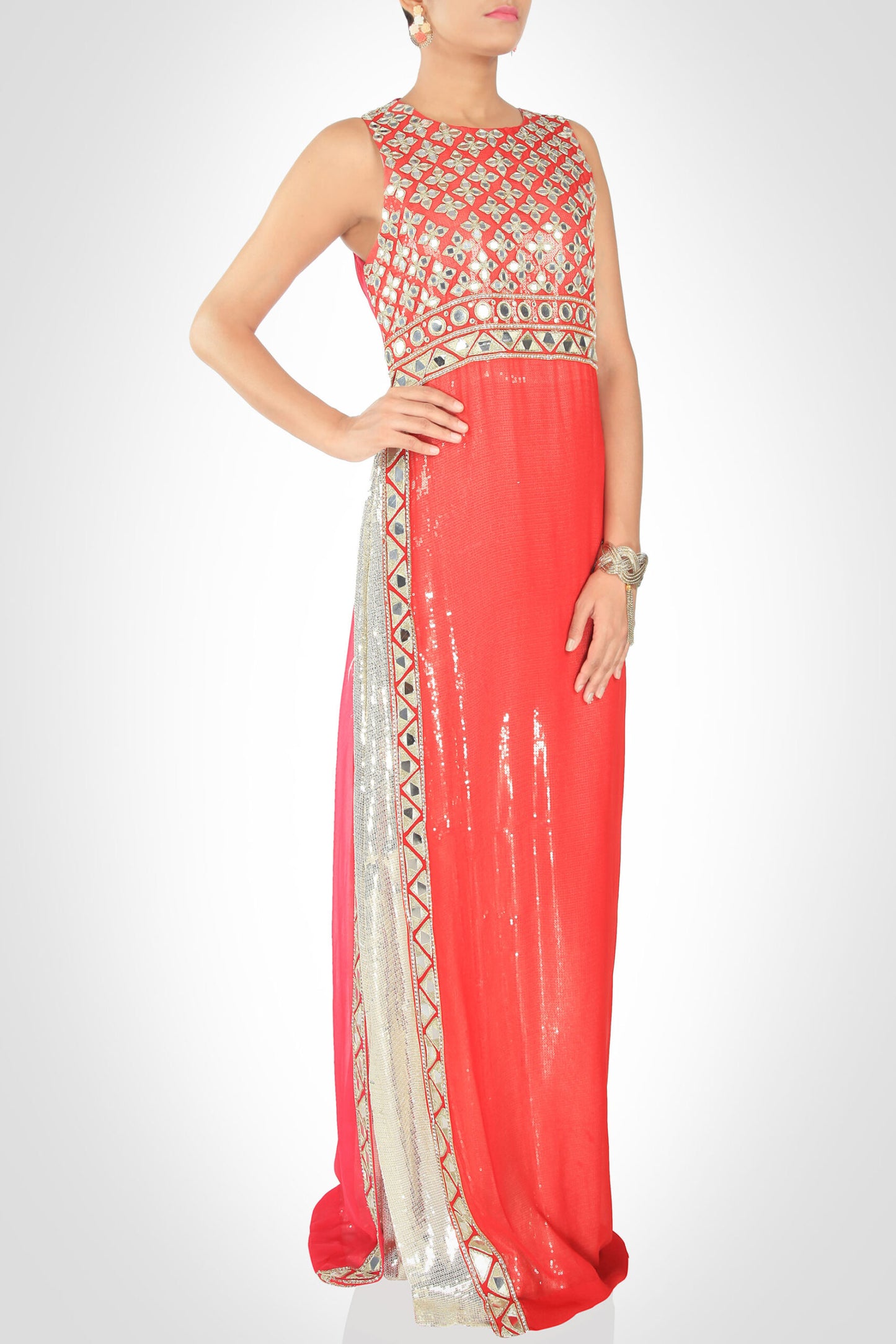Sequinned Maxi With Mirror Work