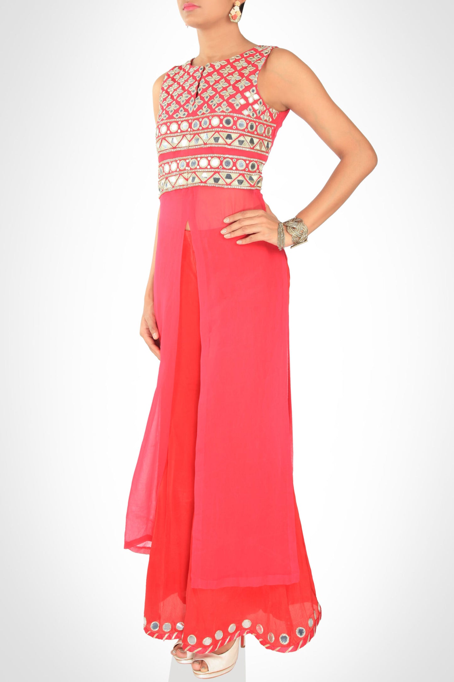 Mirror Work Kurta With Culottes