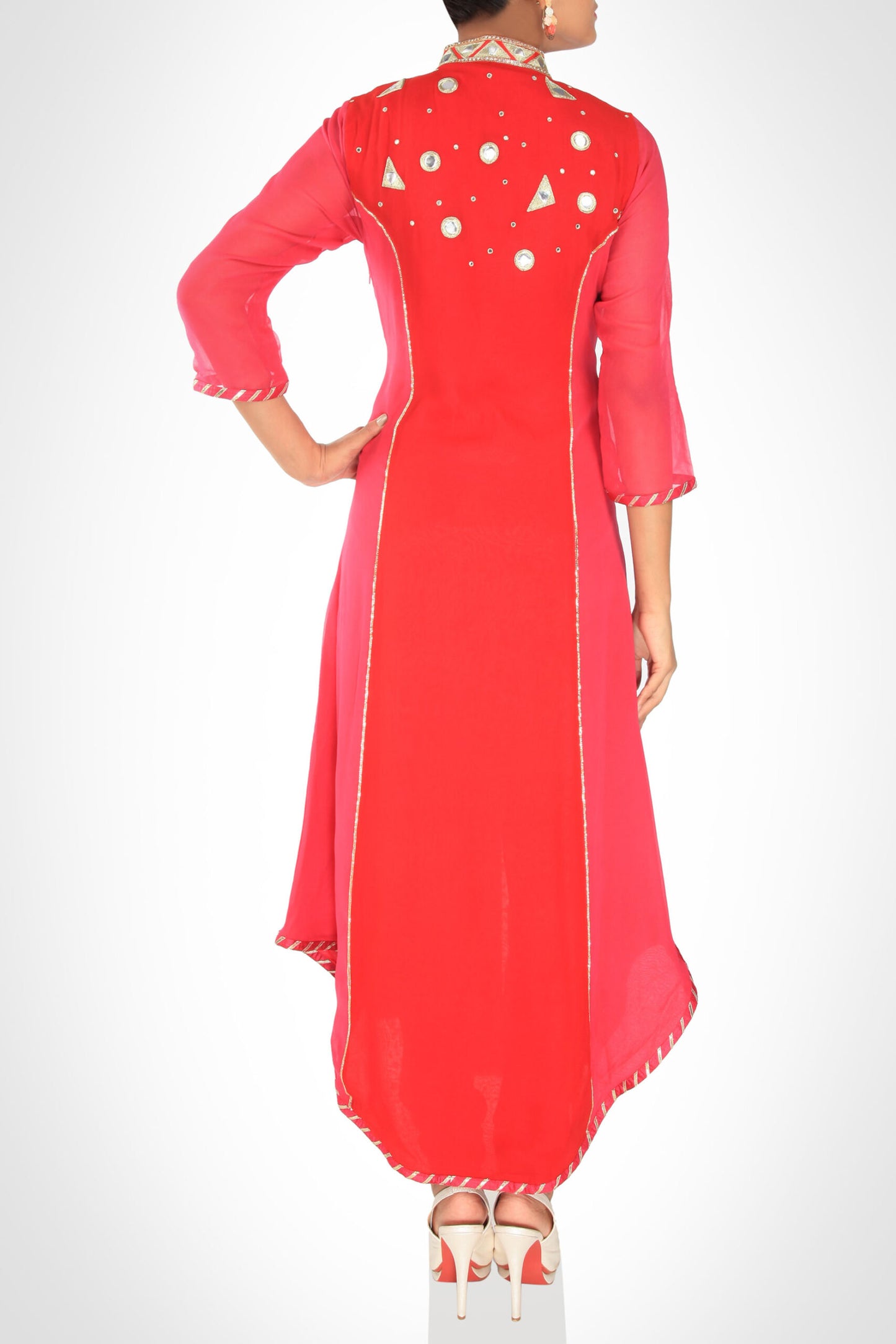 Coral Toned U-Cut Kurta