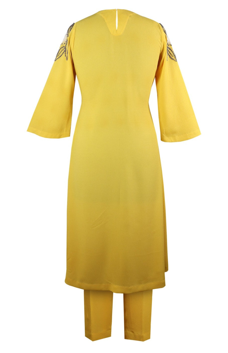 Jacket Style Kurta Set With Daisies - MANGO YELLOW