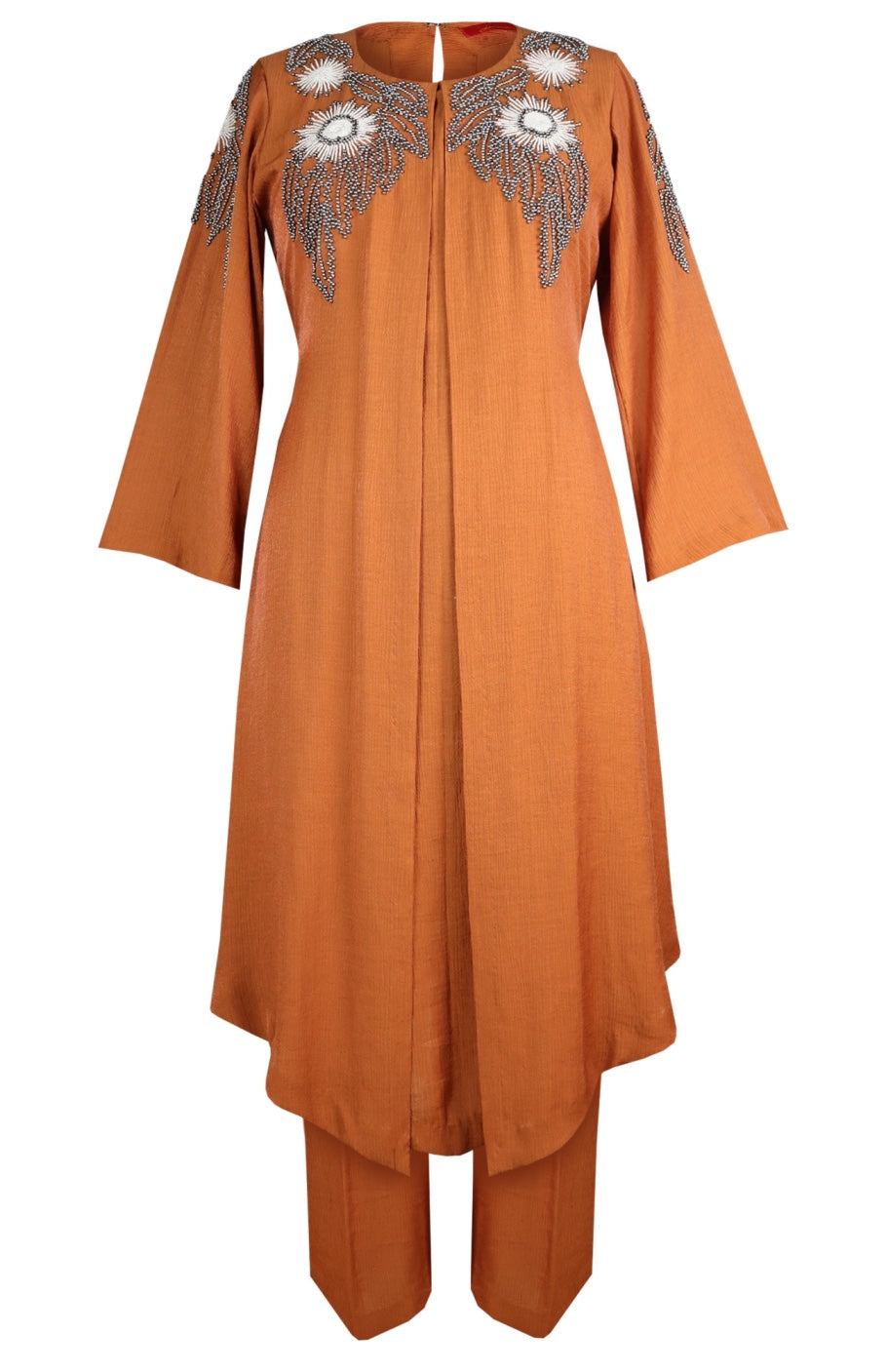 Jacket Style Kurta Set With Daisies
