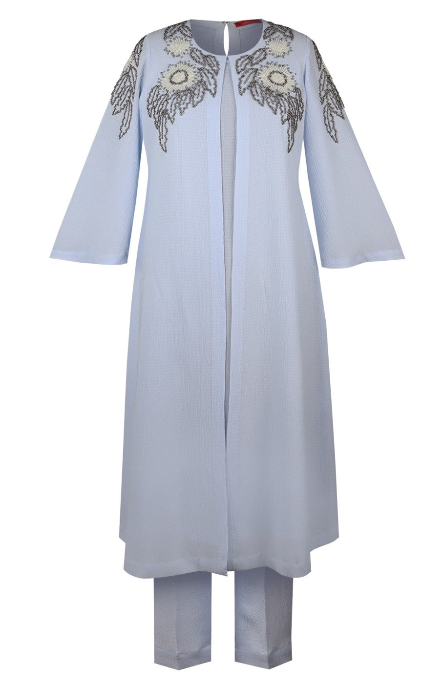 Jacket Style Kurta Set With Daisies