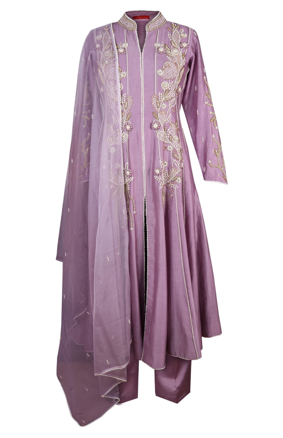 Kora Silk Anarkali With 3D Pearl Embroidery