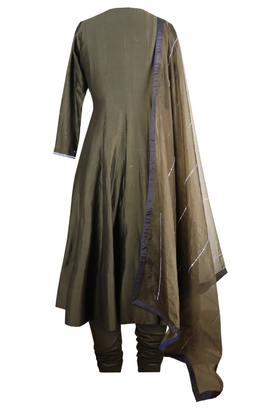 Multicoloured Embroidery Kora Silk Anarkali