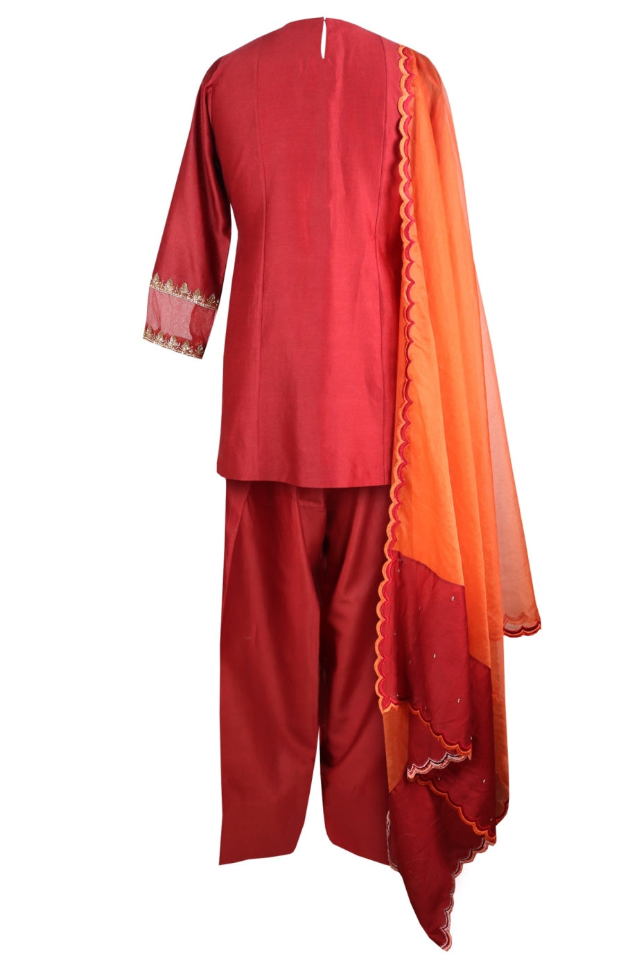 Kora Silk Farshi Salwar Suit - RED