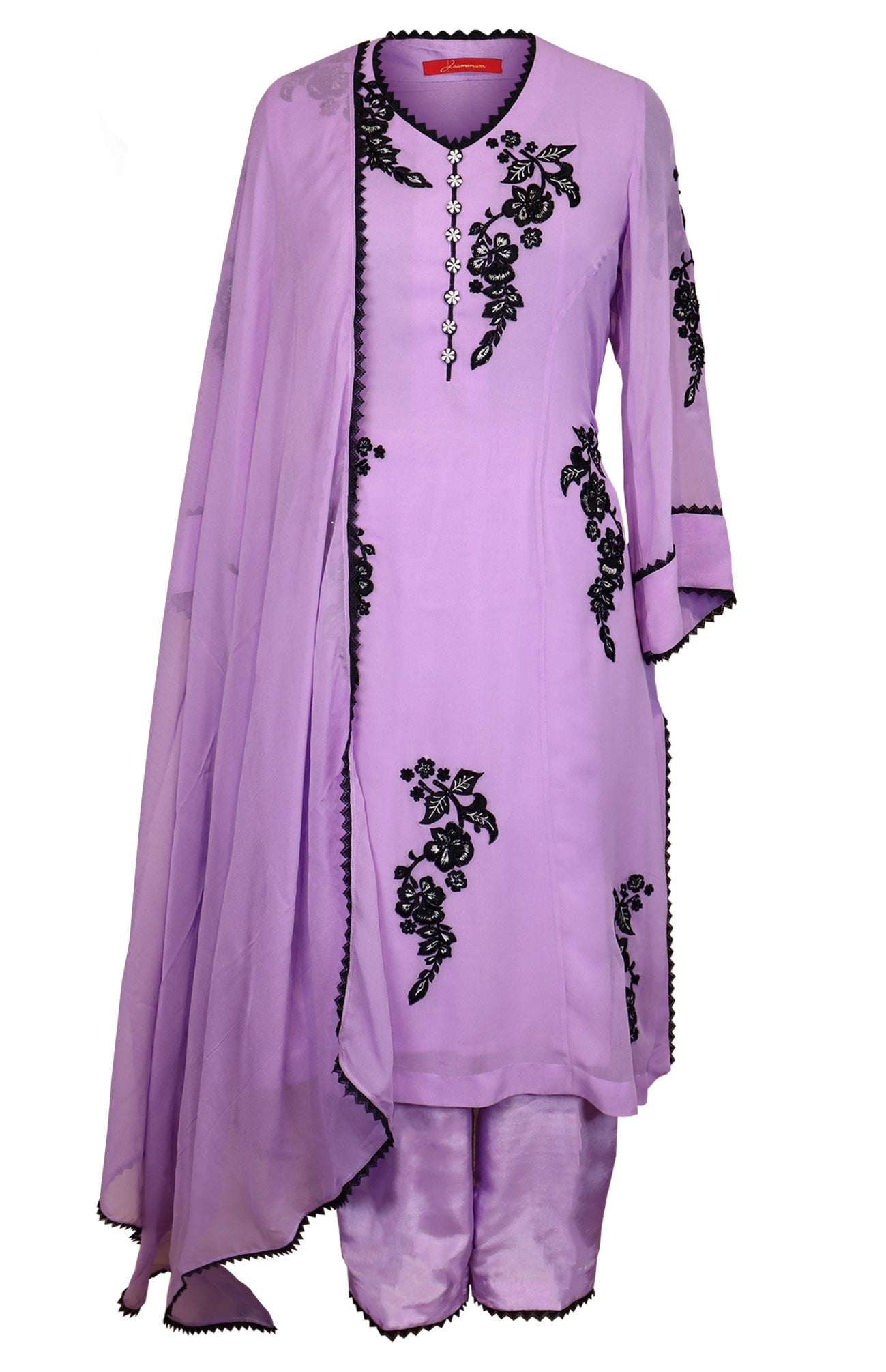 Georgette Black Motif Embroidery Suit