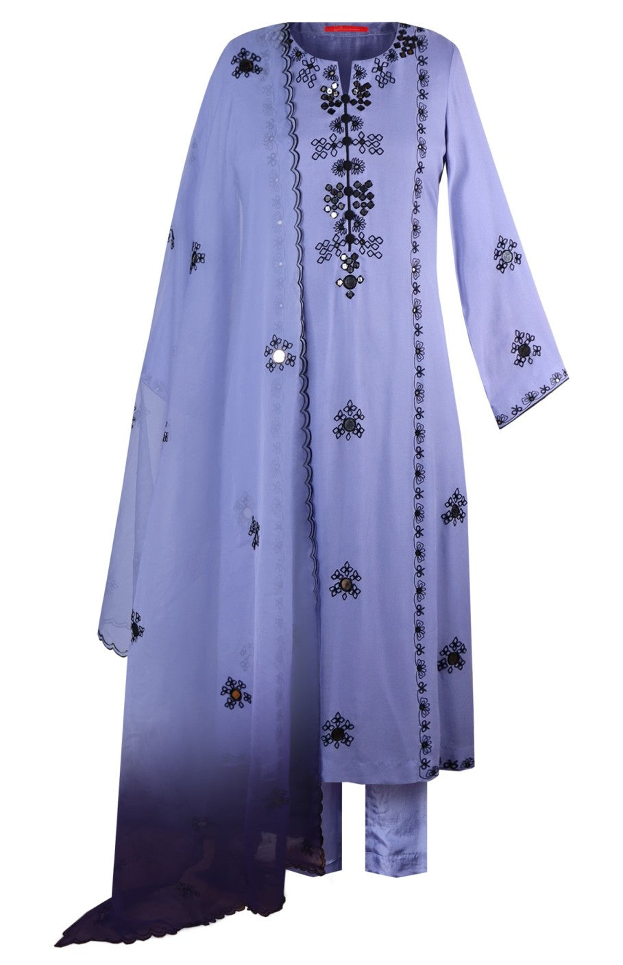 Georgette Suit With Mirror Work - LAVENDER