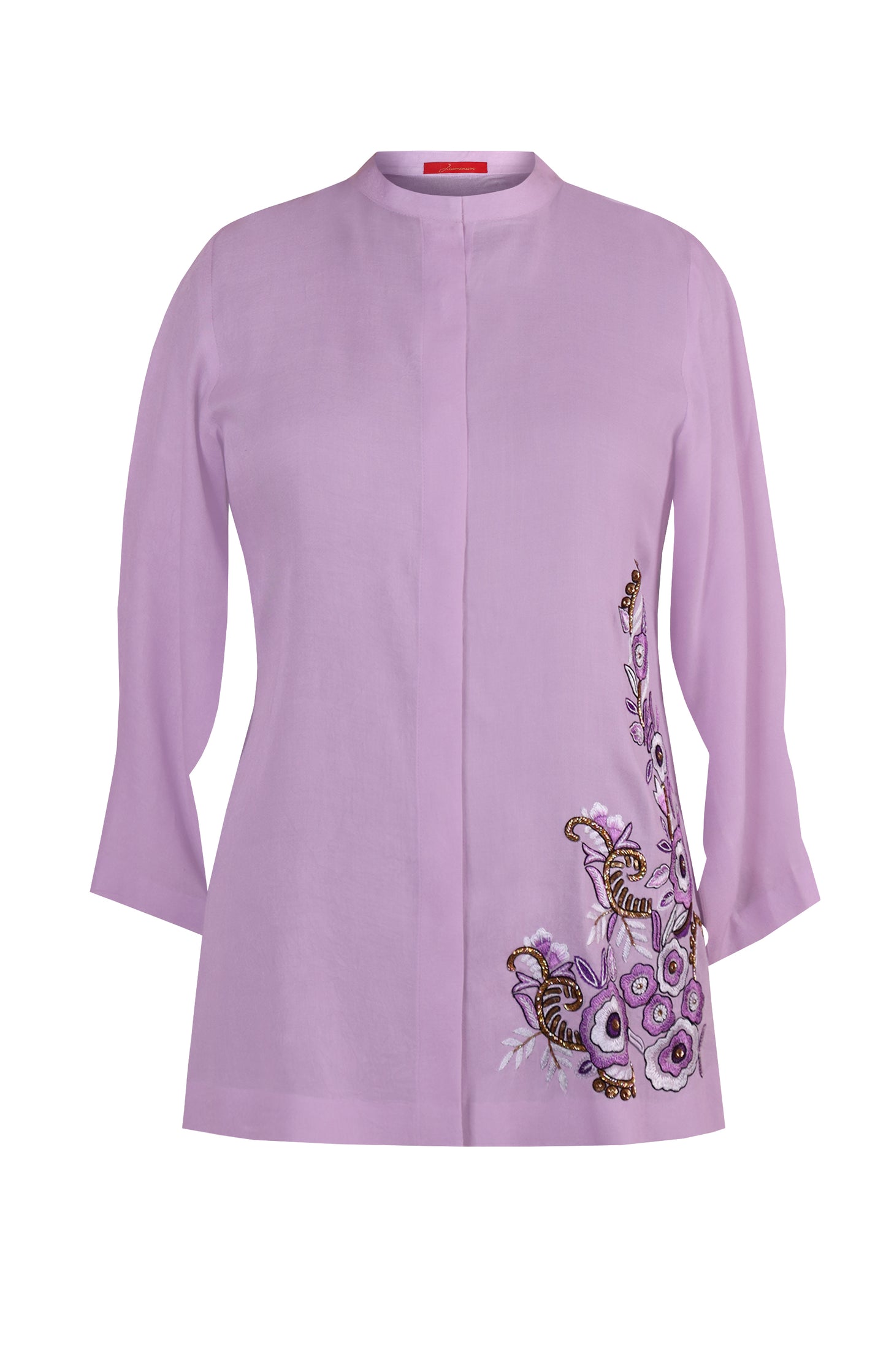 Rayon Top With Ruched Sleeves