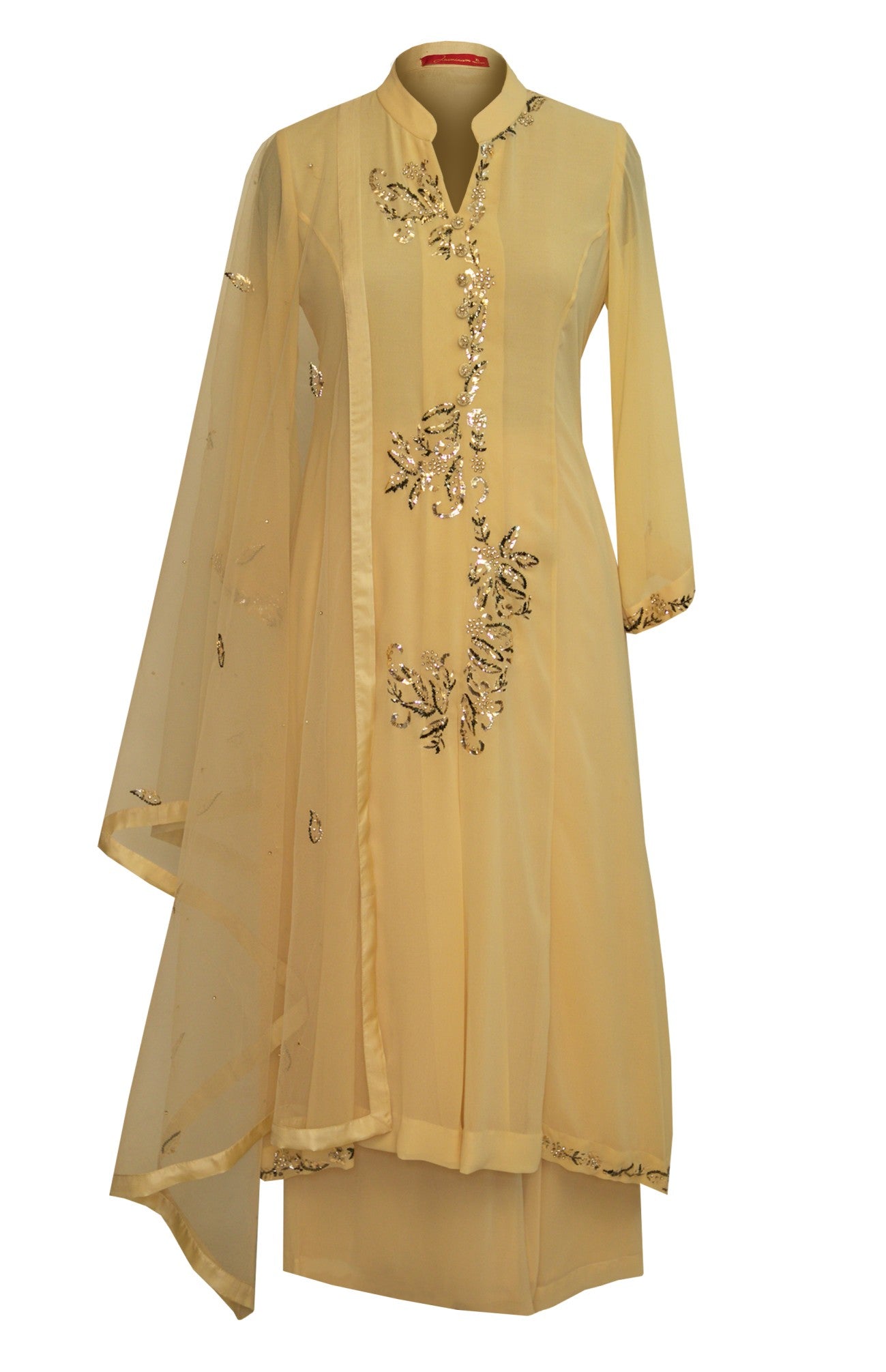 Georgette Kalidar Suit With Mukaish Embroidery