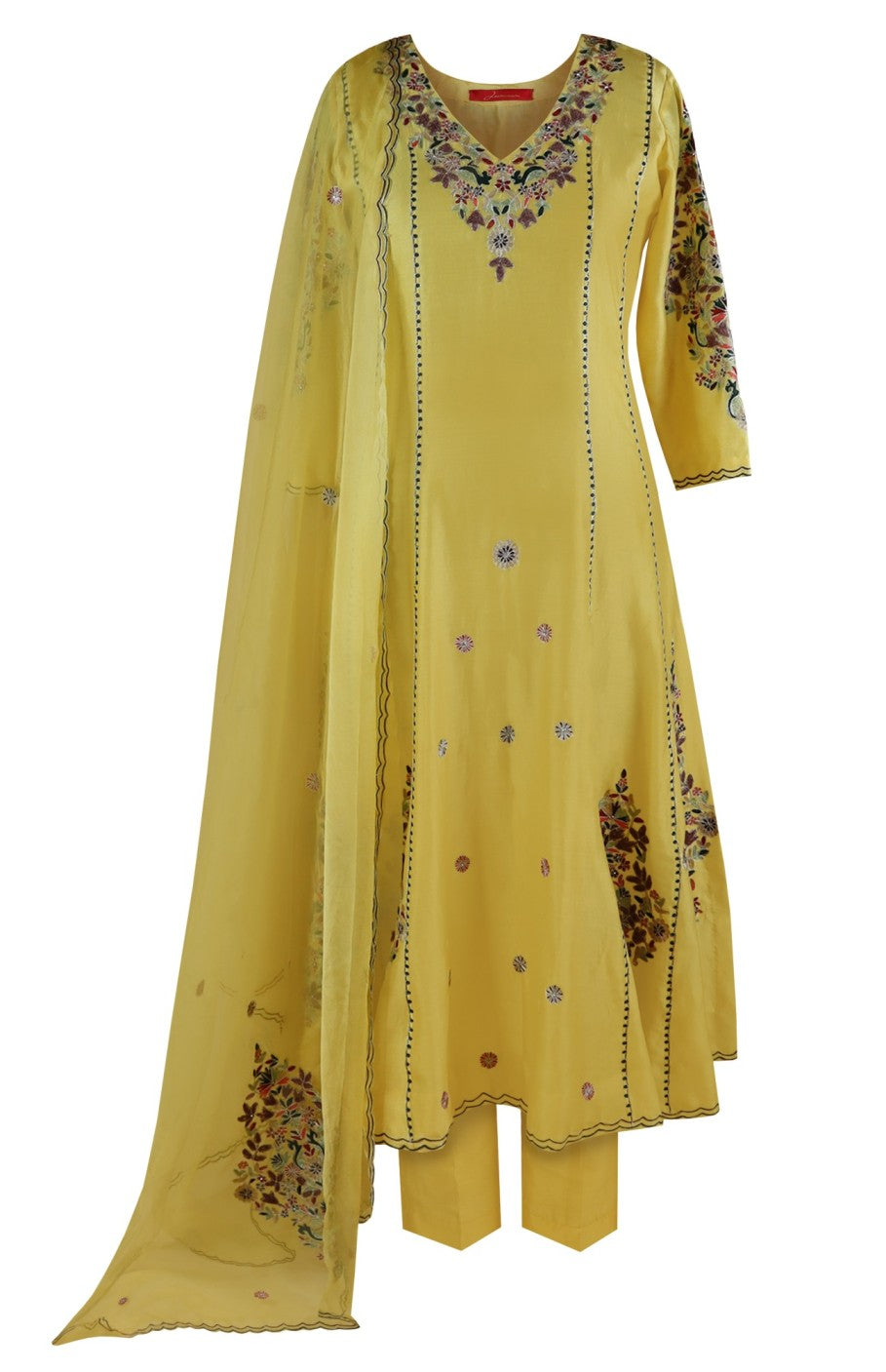 Kora Silk Anarkali With Aari Embroidery