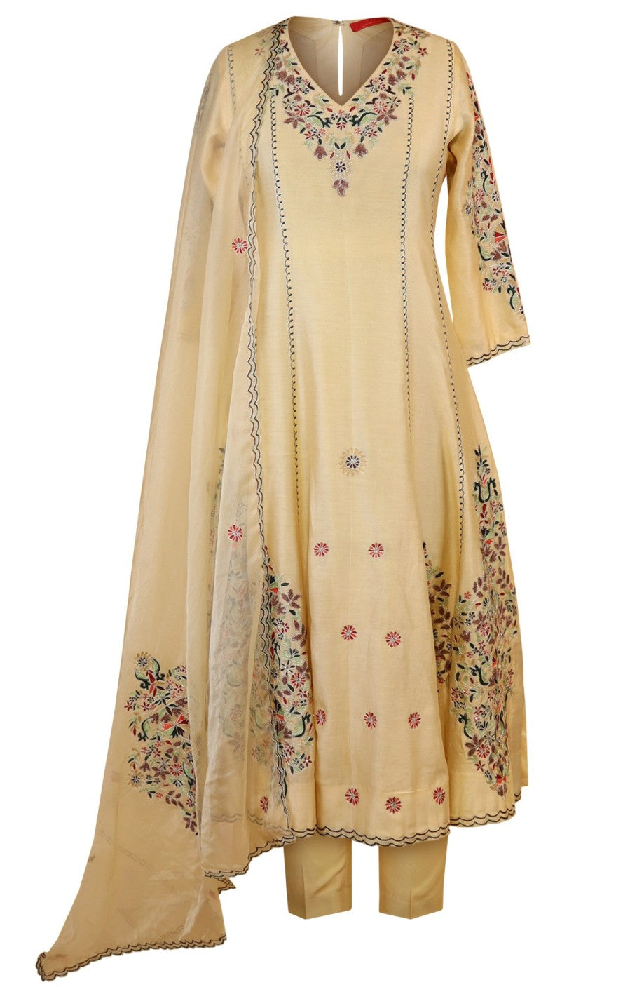 Kora Silk Anarkali With Aari Embroidery