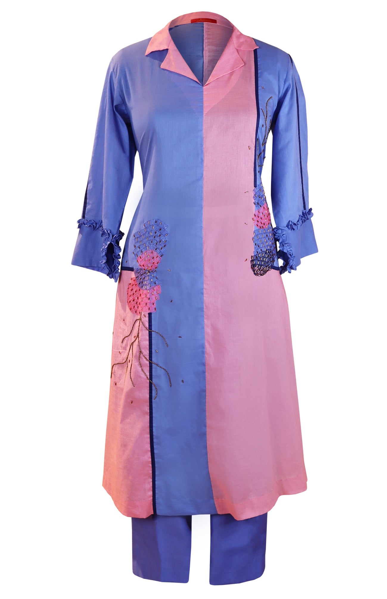 Mul Mul Colour Block Kurta Set