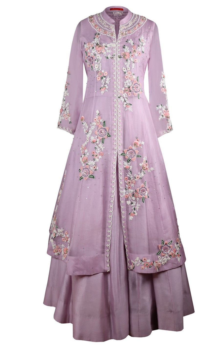 Lilac Organza Anarkali With Lehnga