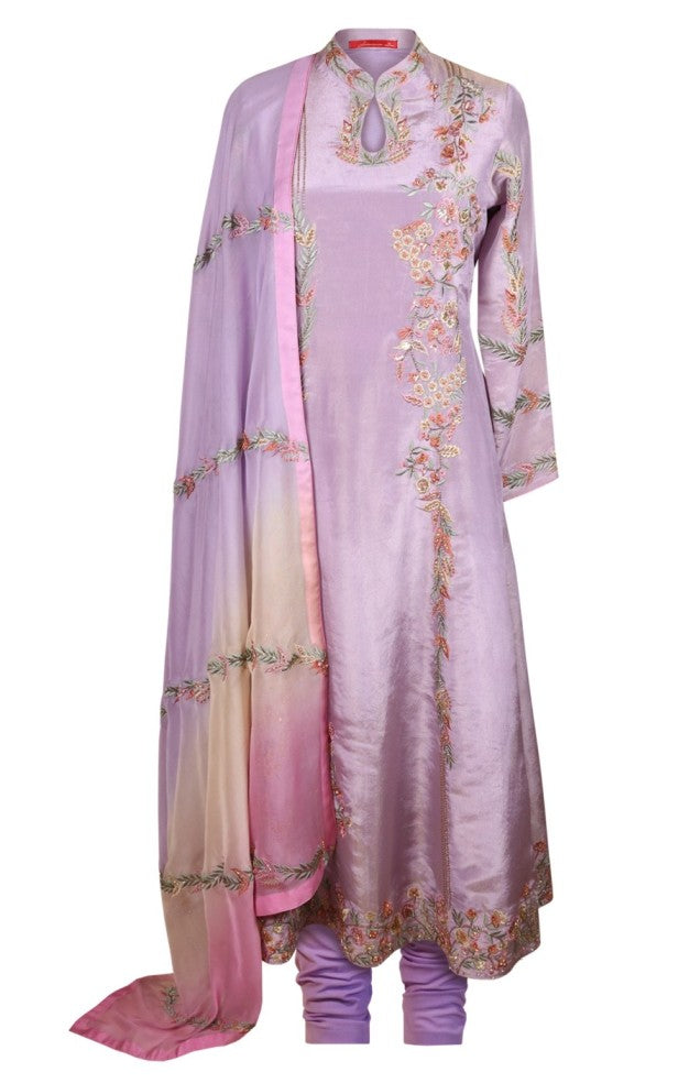 Tissue Organza Anarkali With Ombre Dupatta
