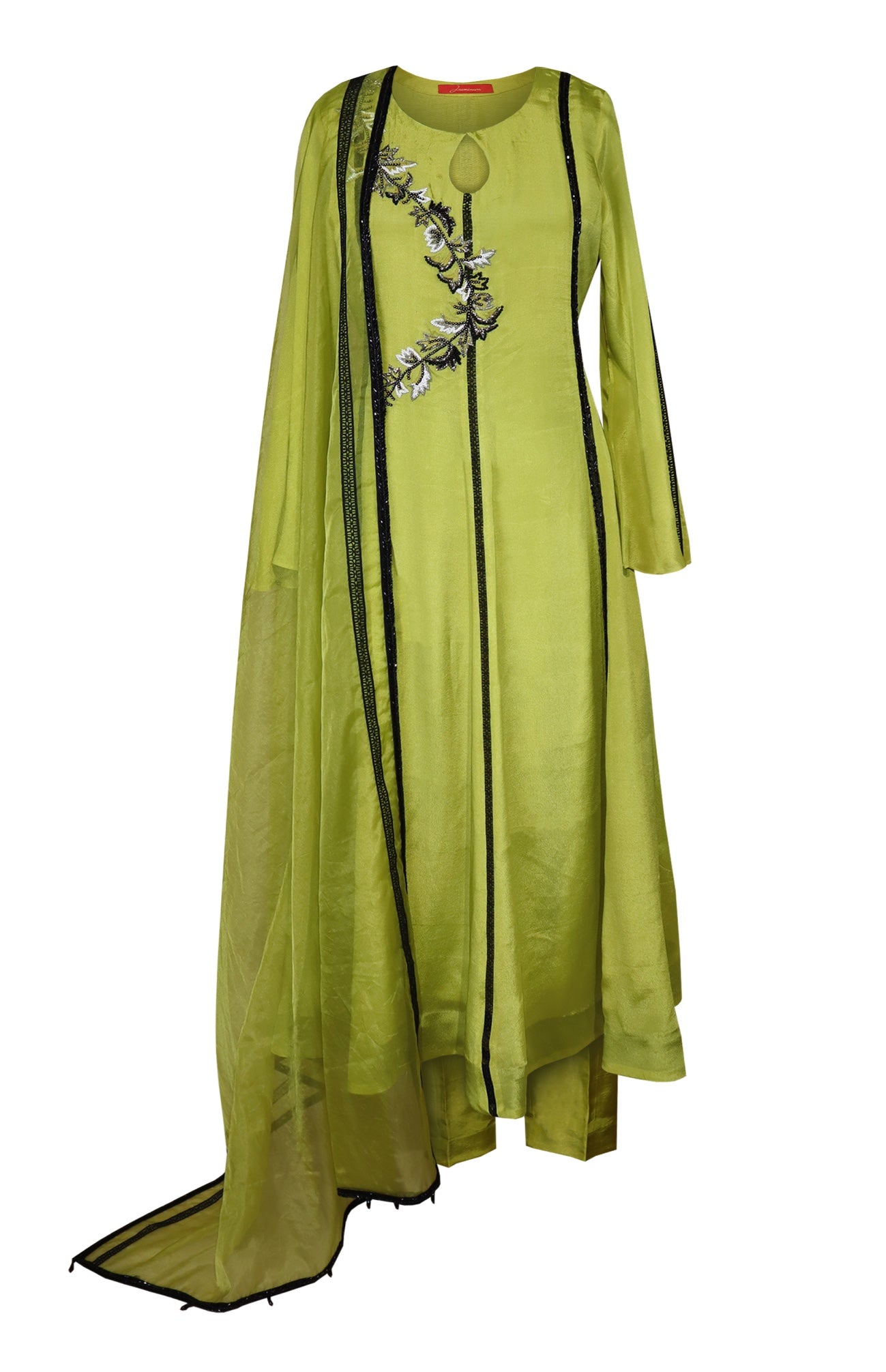 Chiffon Anarkali With Black Embroidery