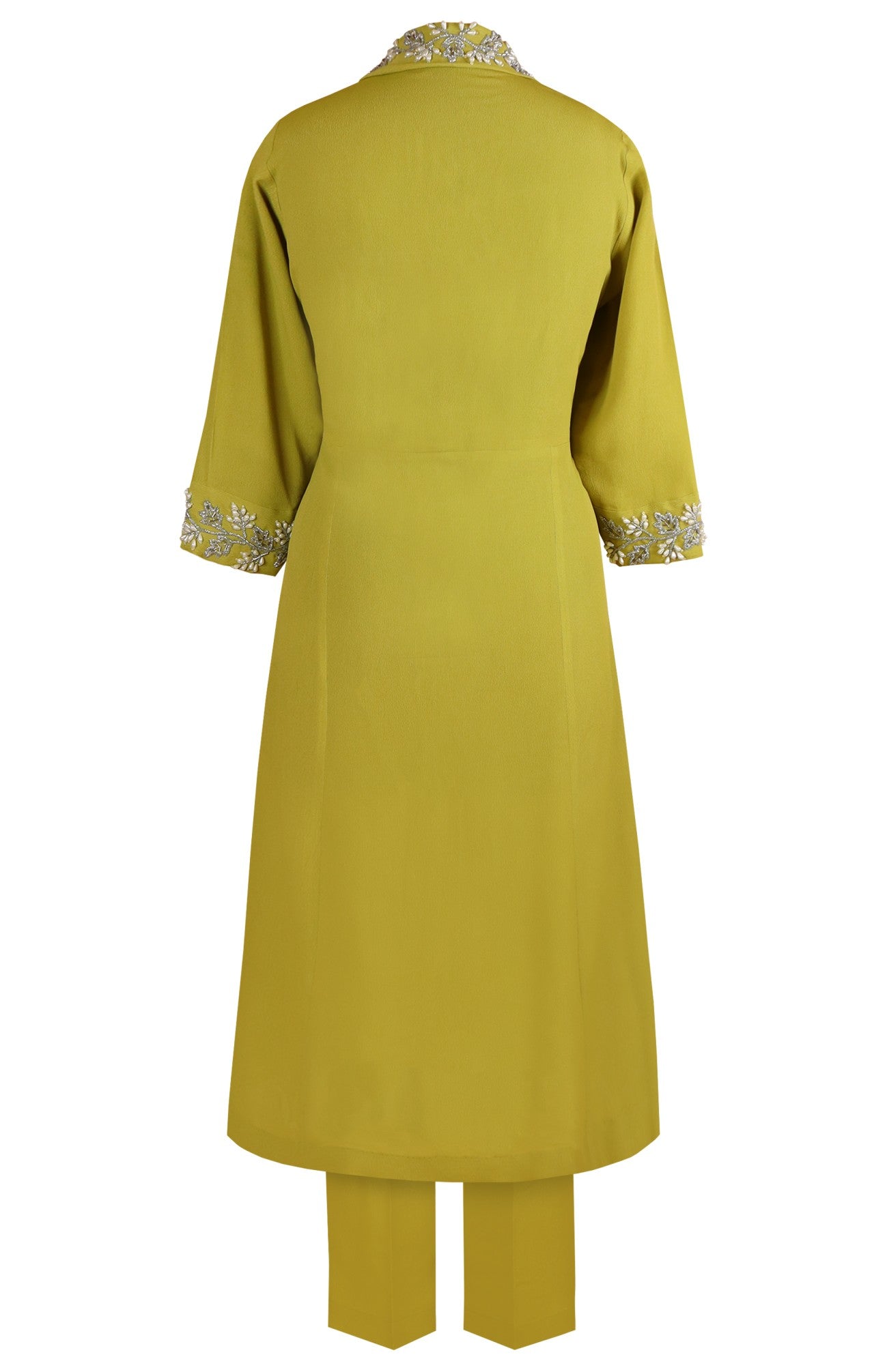Crepe Kurta Set With Collar