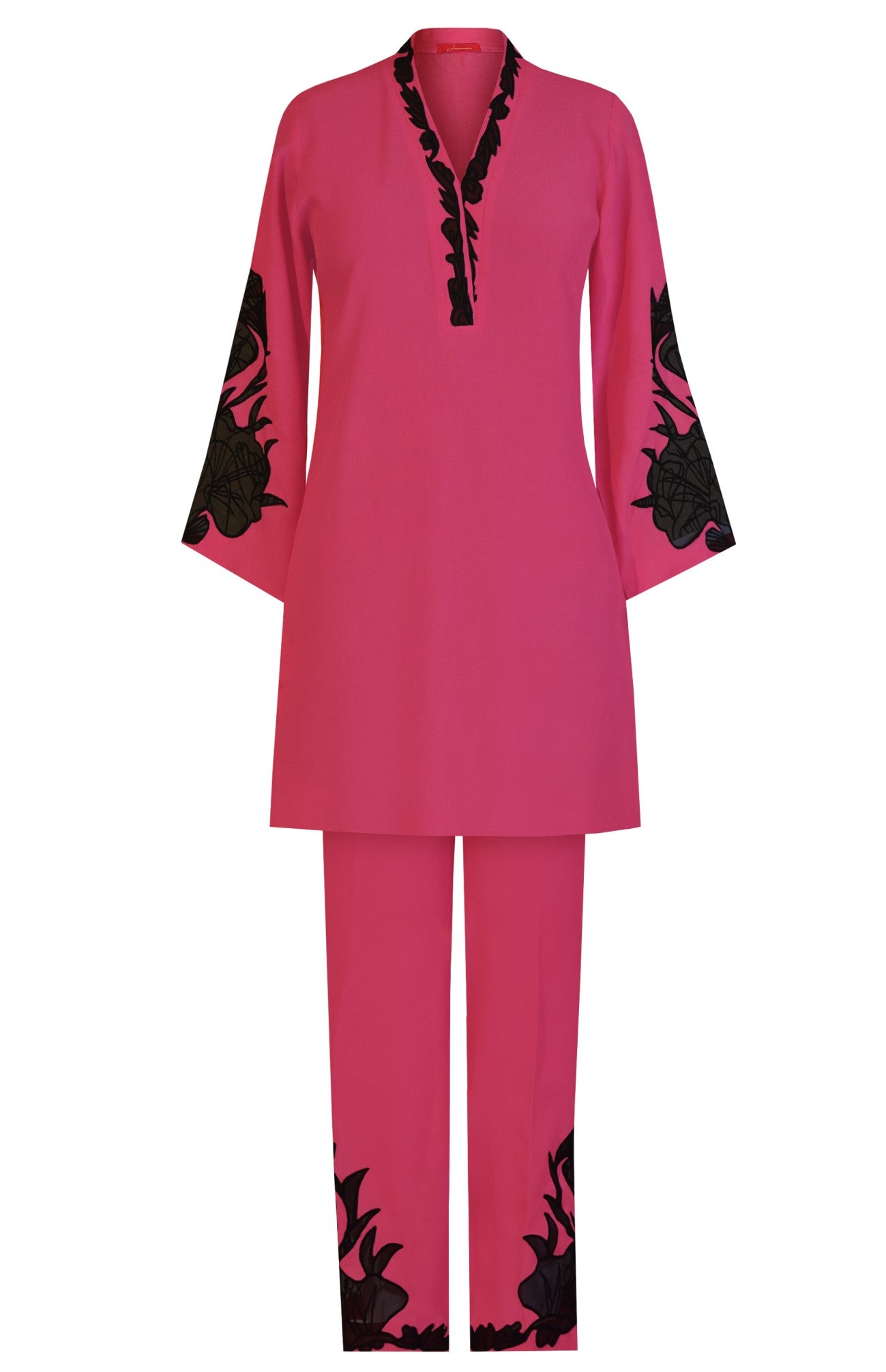 Appliqué Embroidery Crepe Co-ord Set