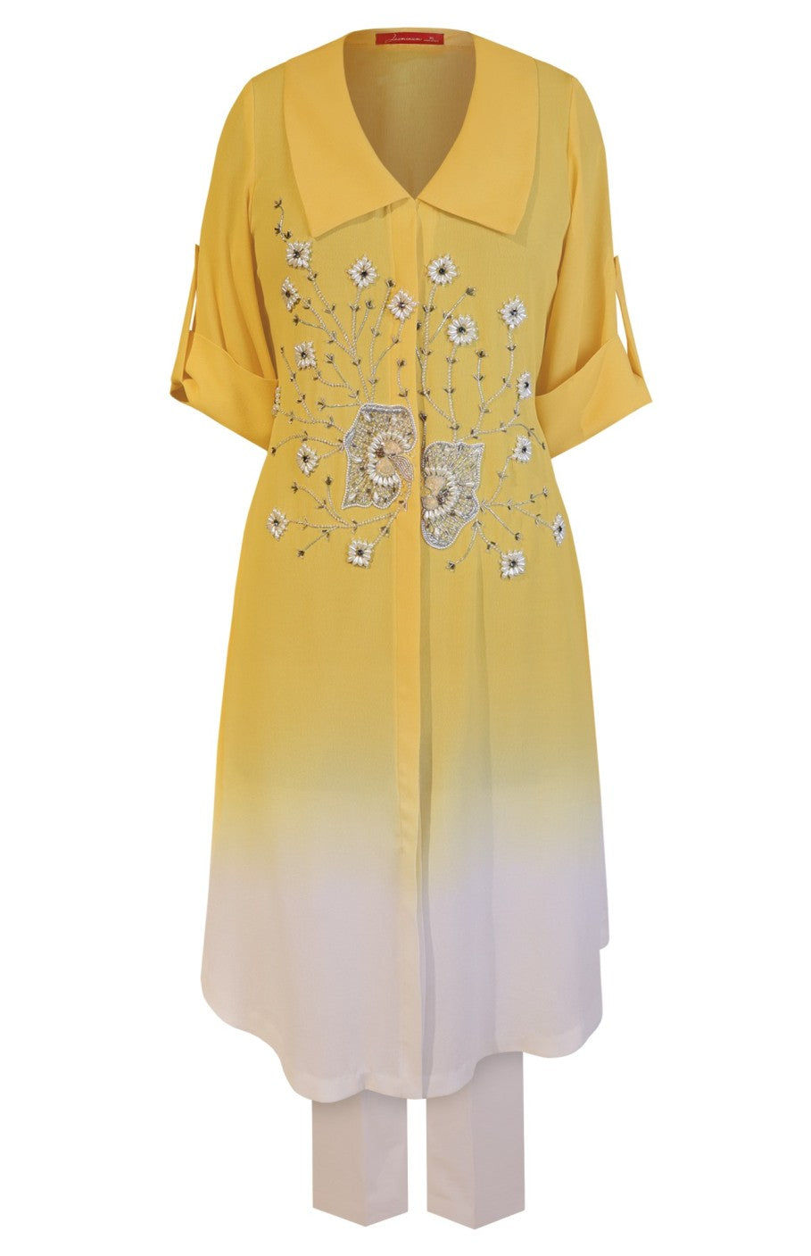 Ombré Kurta Set With Collar