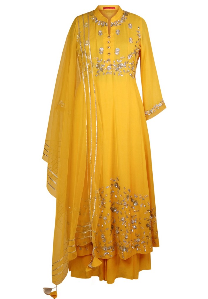 Mango Yellow Kalidar Georgette Suit