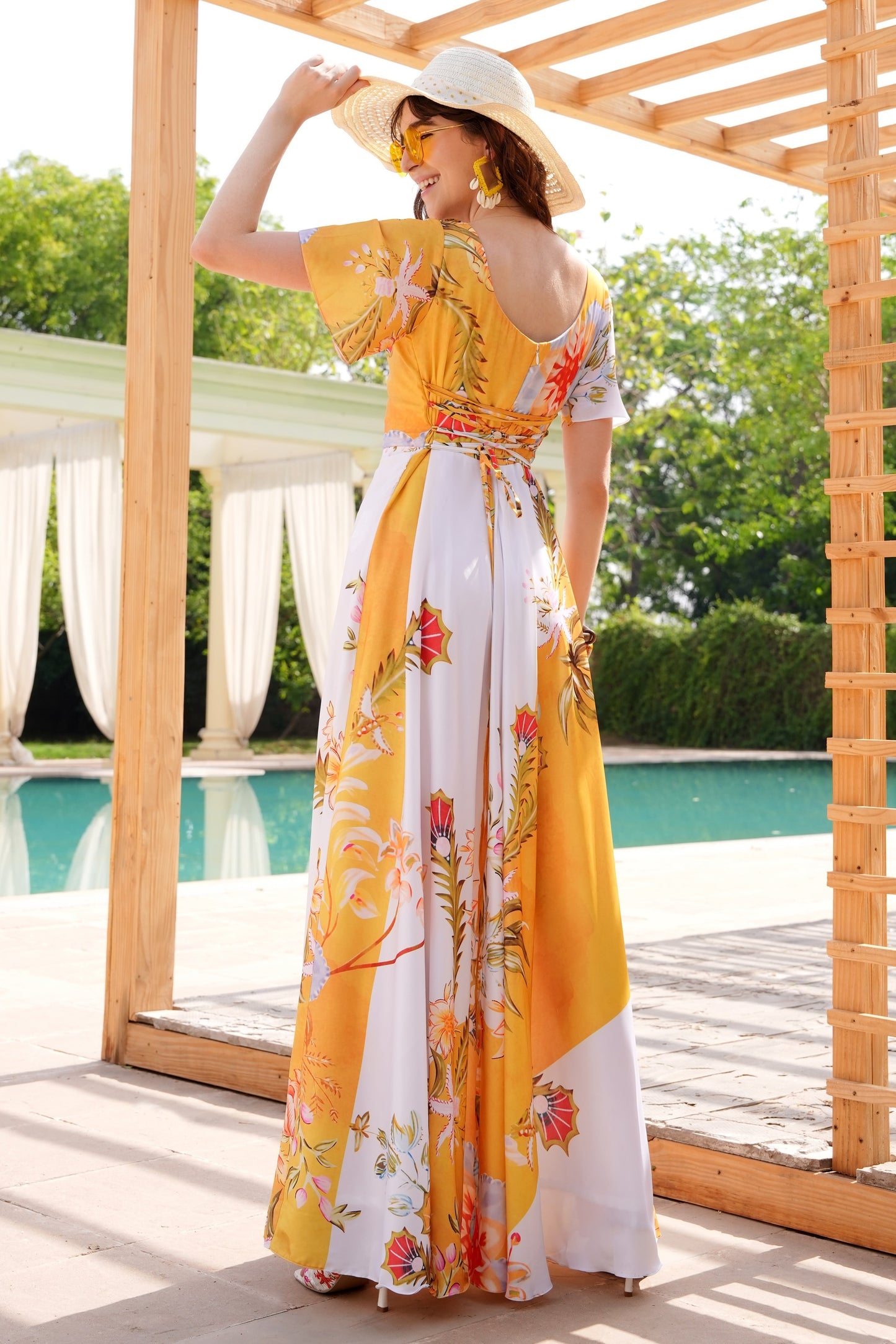 Printed Cowl Maxi - MARIGOLD