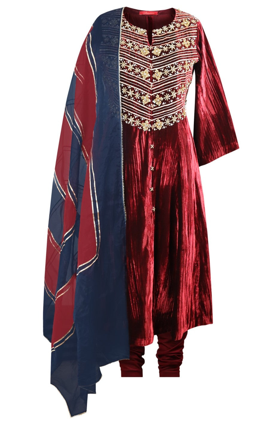 Crinkled Velvet Anarkali