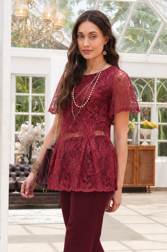 Lace Top - MAROON