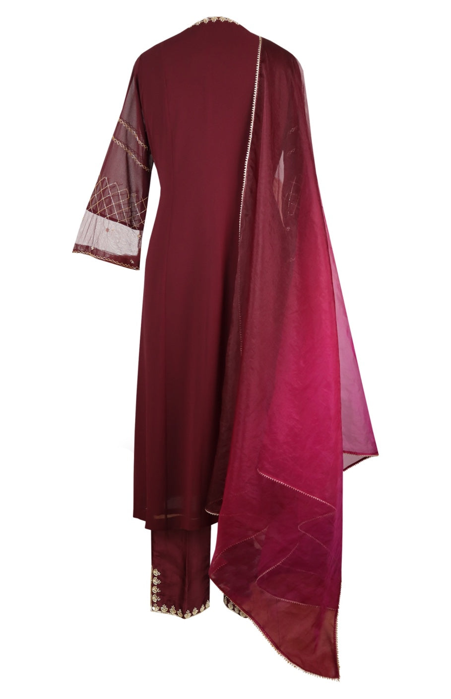 Georgette Suit With Gota Patti Embroidery - WINE