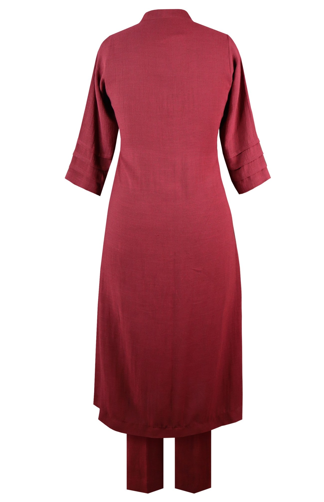 Palm Leaves A-Line Kurta Set - MAROON