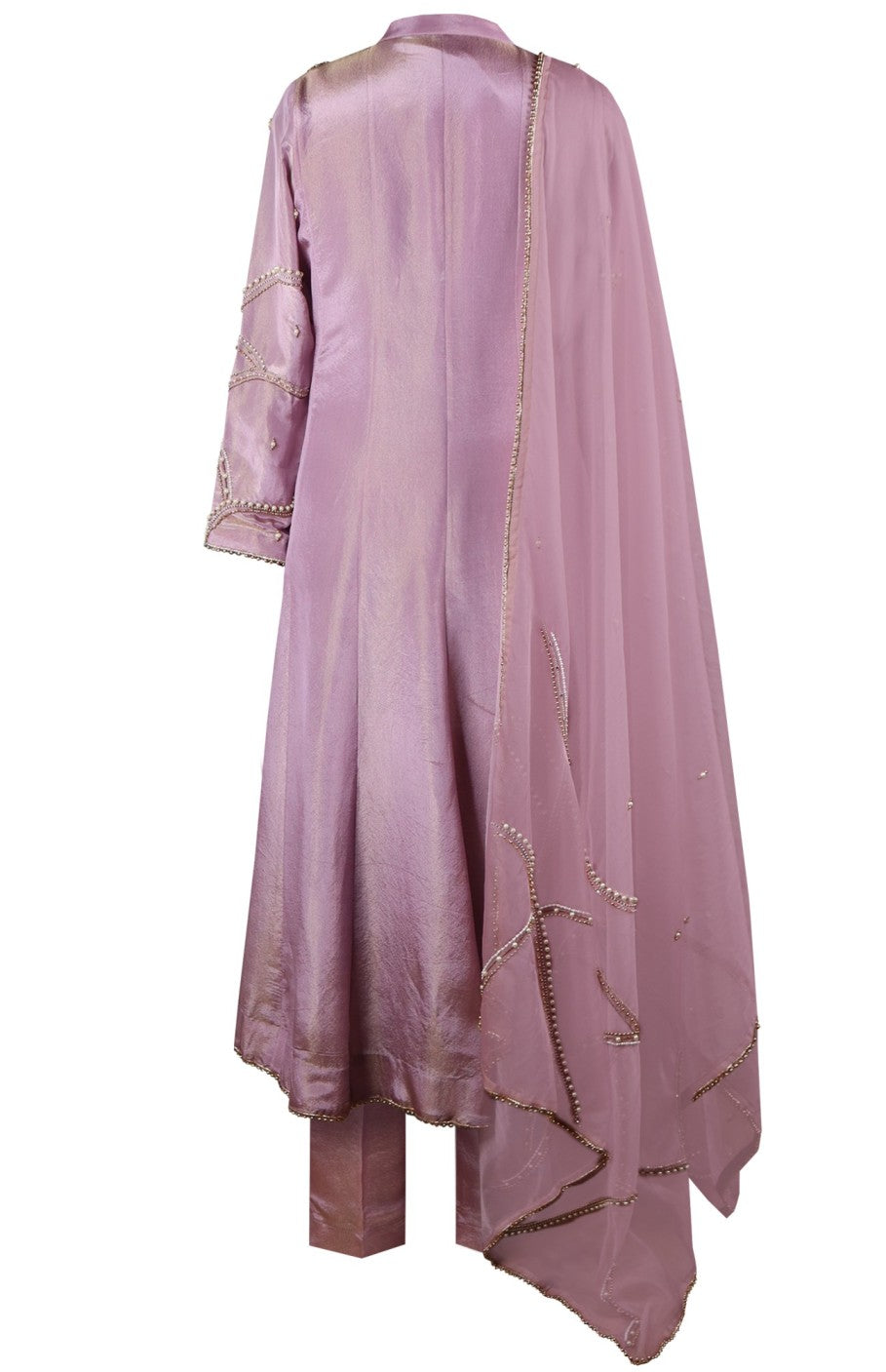 Beads Embroidery Organza Anarkali - MAUVE
