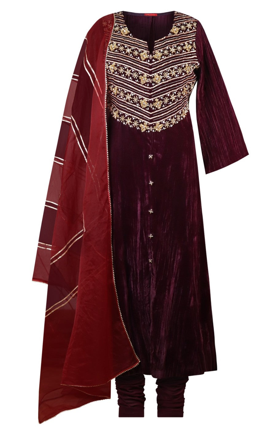 Crinkled Velvet Anarkali