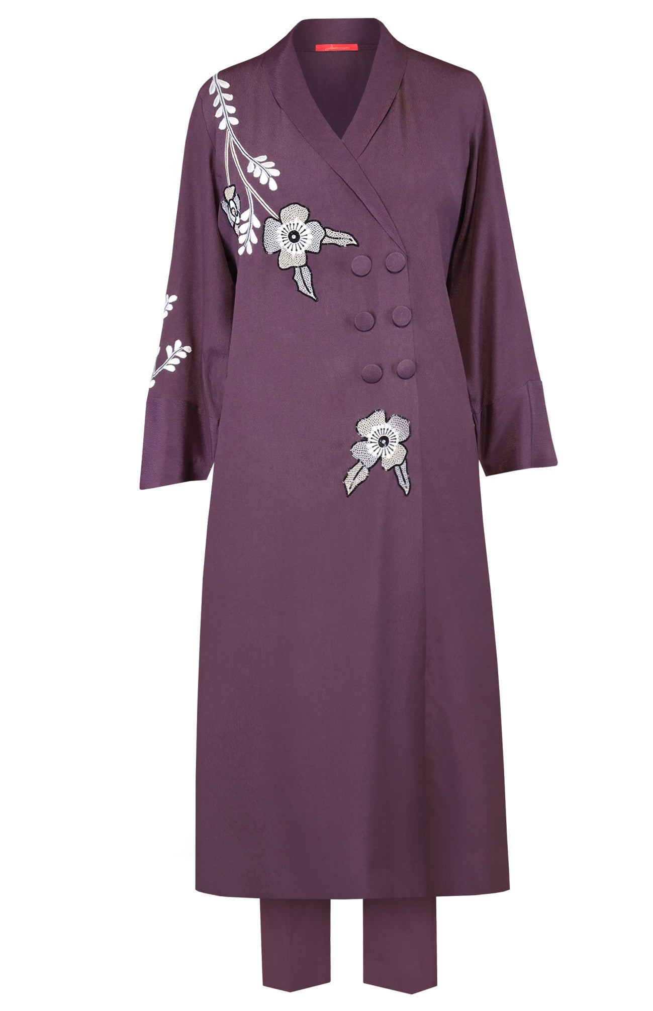 Mauve Double Breast Crepe Kurta Set
