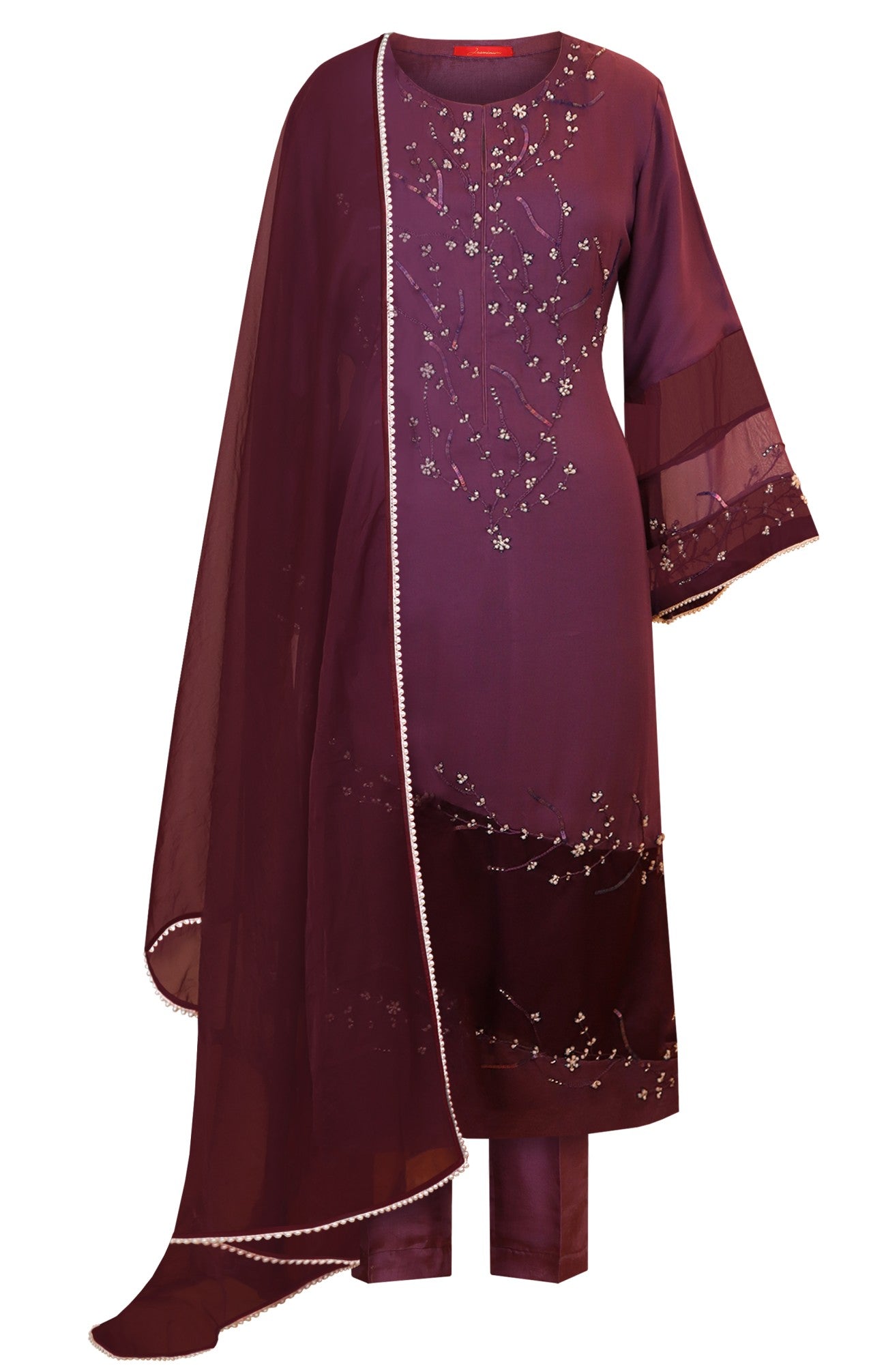 Georgette Suit With Organza Block