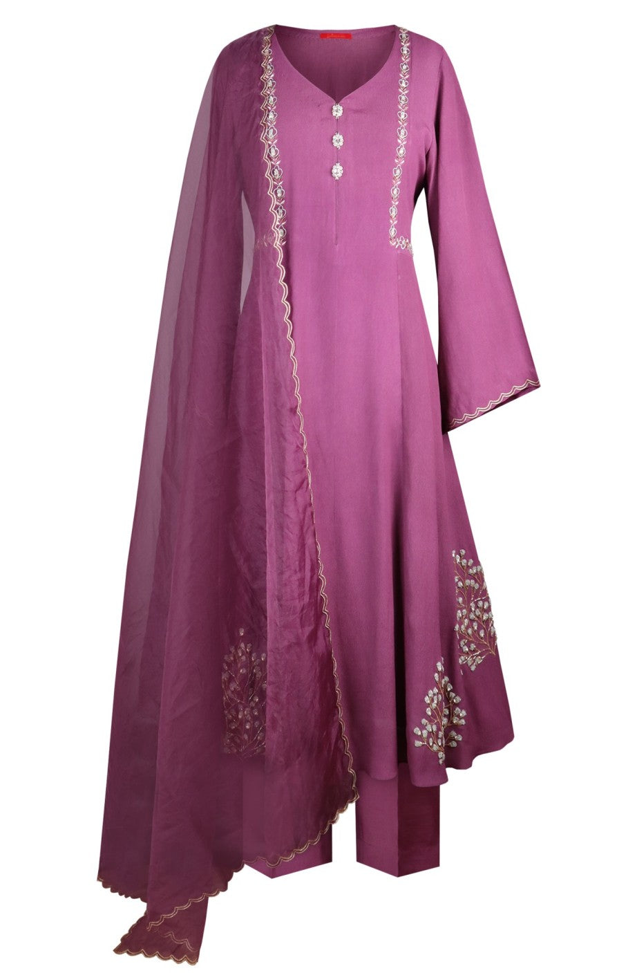 Kalidar Suit With Dabka Embroidery