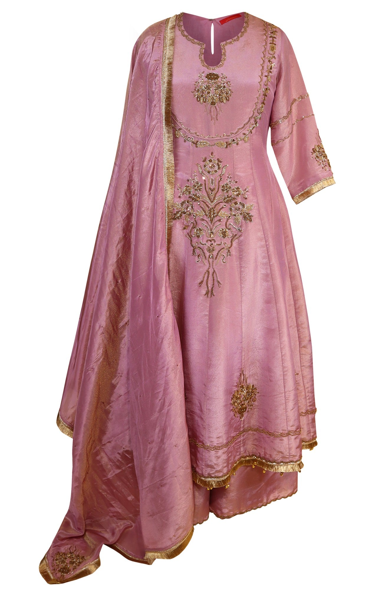Mauve Tissue Organza Anarkali