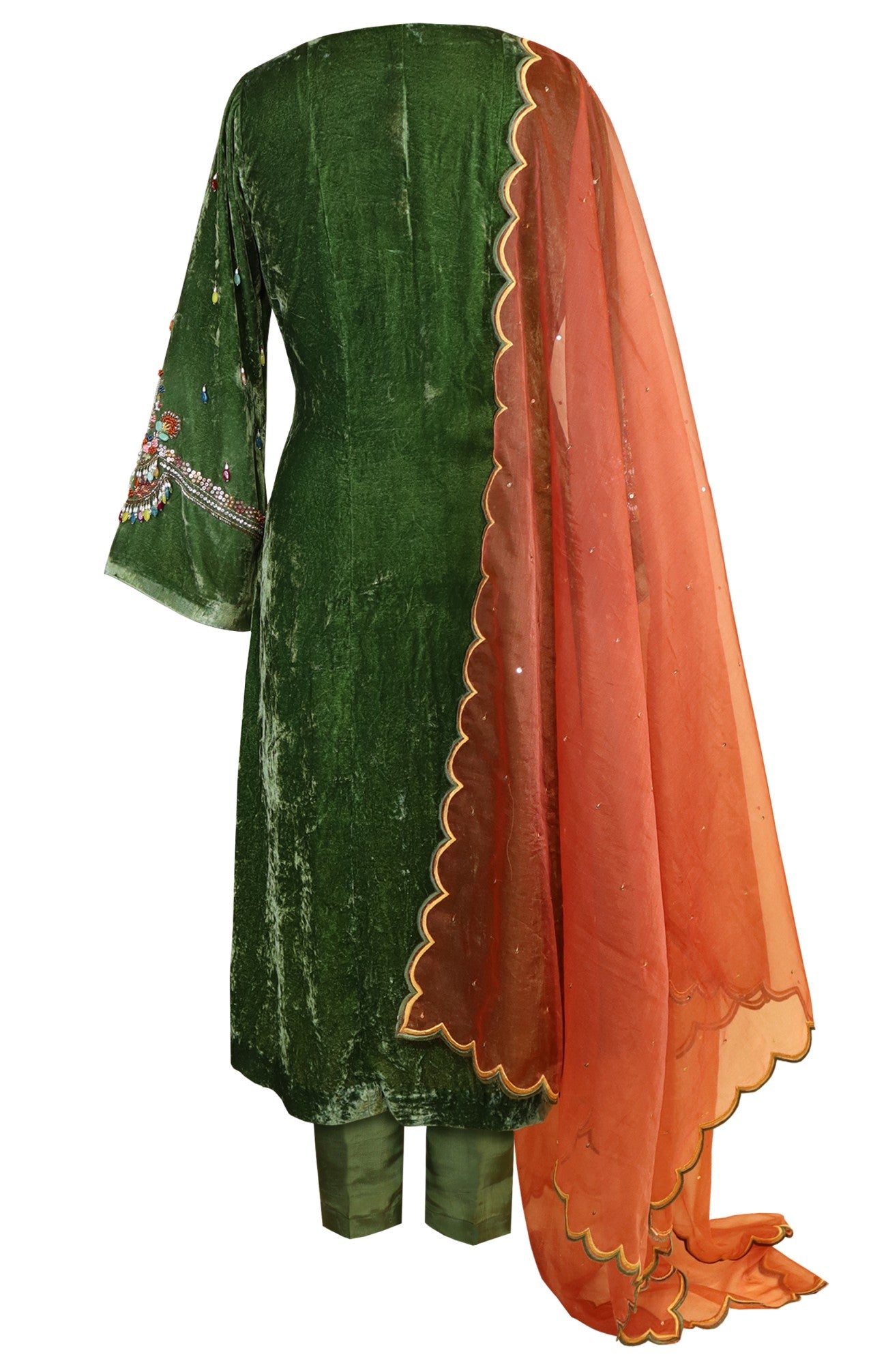 Mehndi Green Velvet Suit