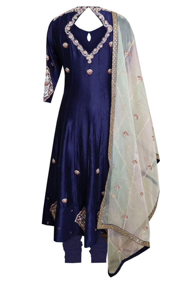 Midnight Blue Anarkali With Dori Embroidery