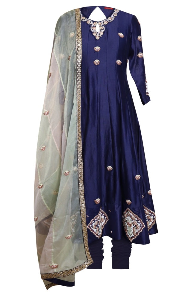 Midnight Blue Anarkali With Dori Embroidery