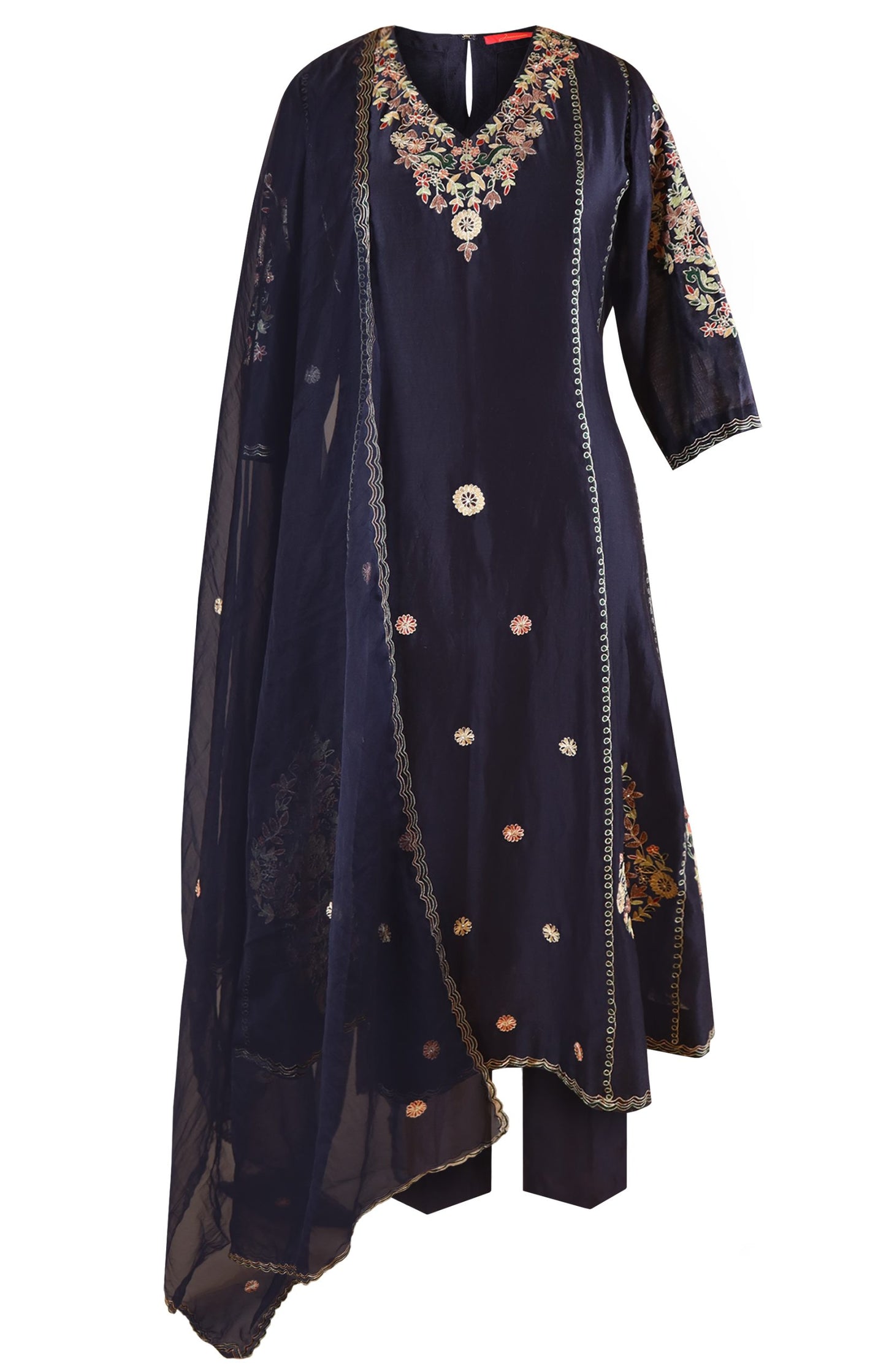 Kora Silk Anarkali With Aari Embroidery