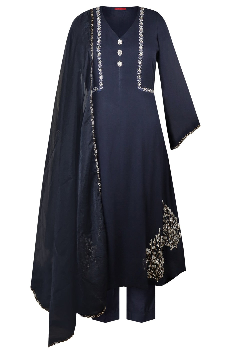 Kalidar Suit With Dabka Embroidery