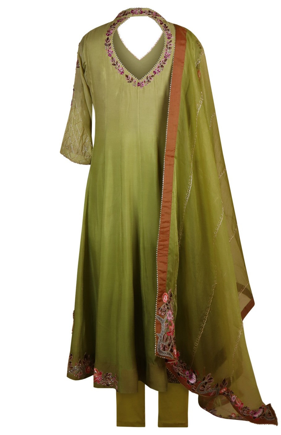 Ombré Anarkali With Floral Embroidery
