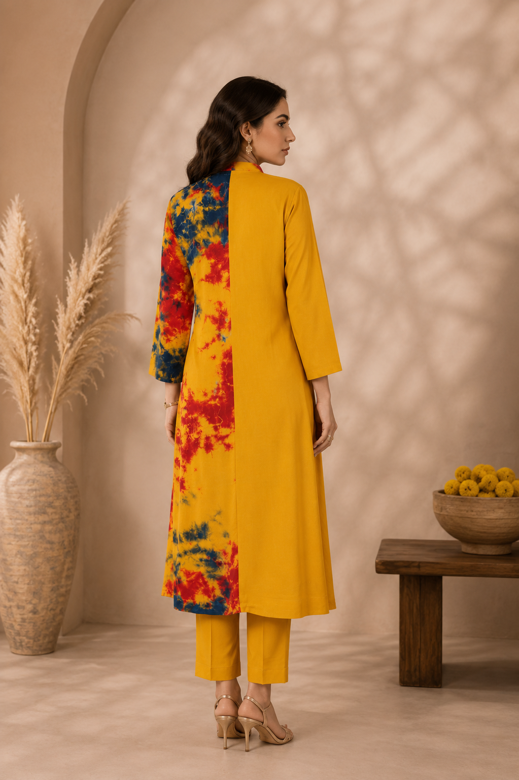 3D Embroidery T&D Kurta Set - PINK