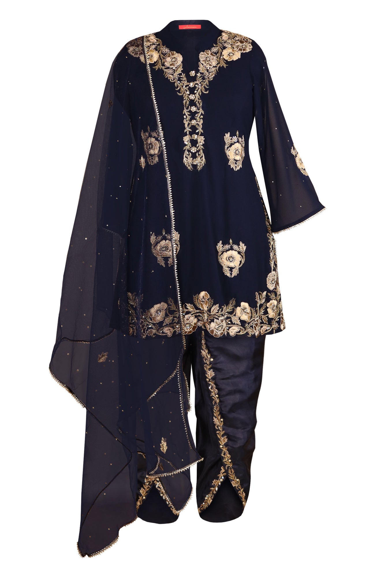 Zardozi Short Shirt With Tulip Salwar