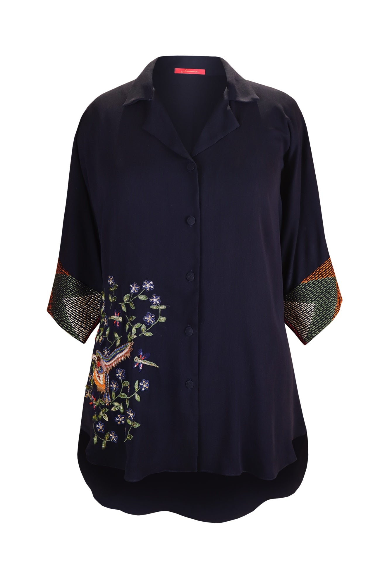 Georgette Shirt With Bird Motif