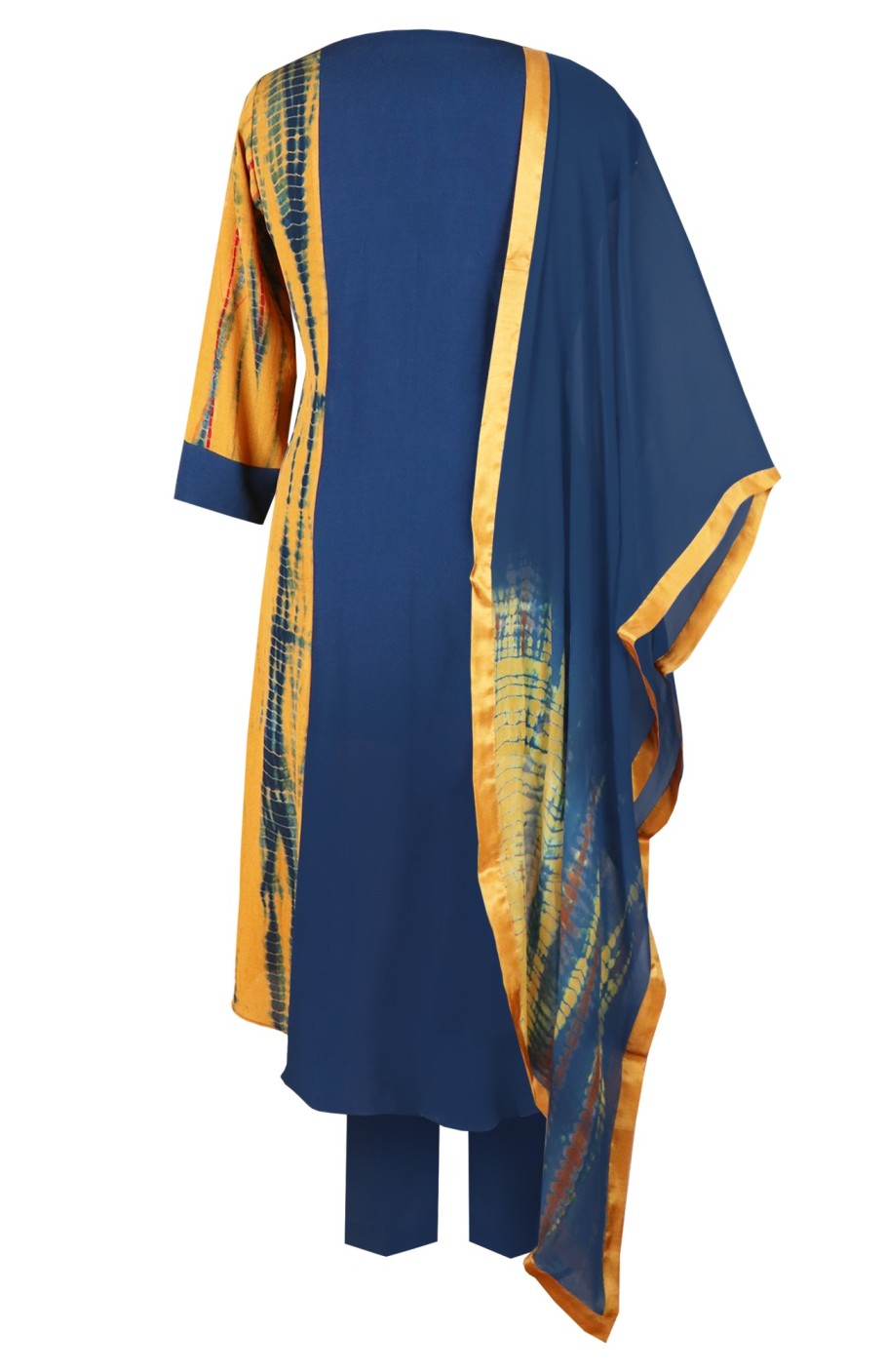 Tie & Dye Angrakha Suit With Birds Embroidery