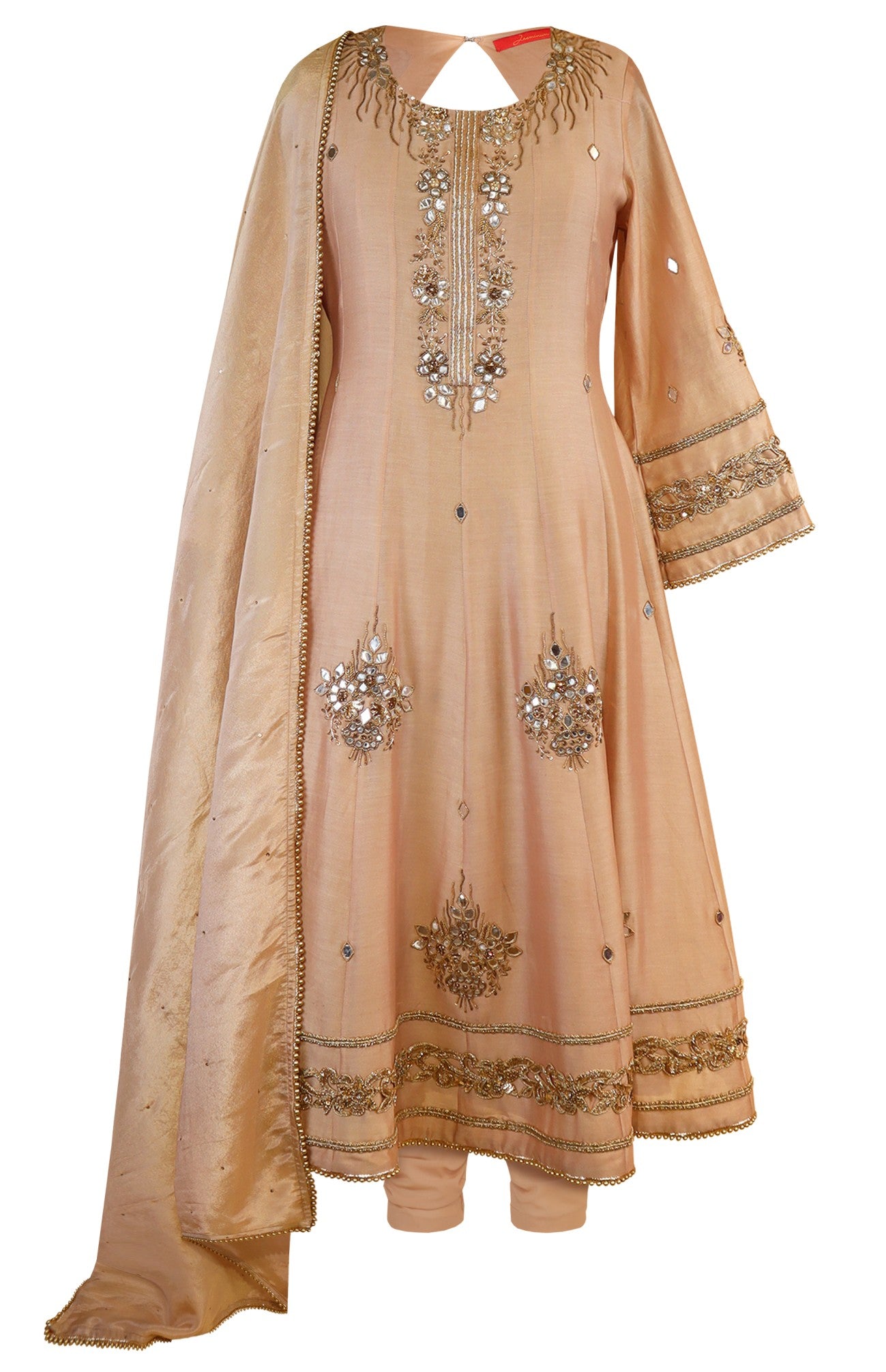 Kora Silk Anarkali - PALE PEACH