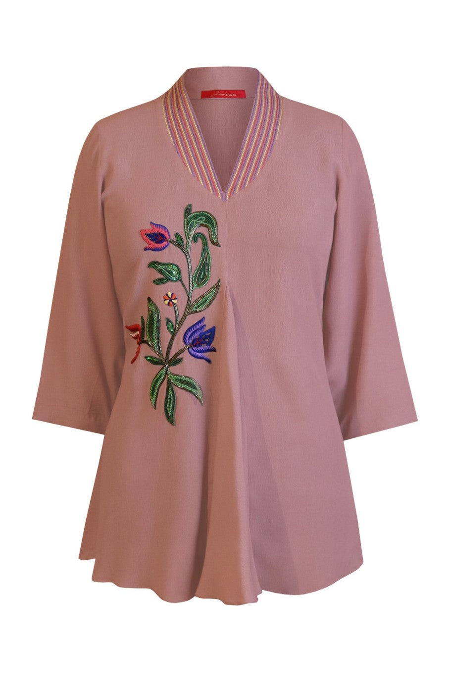 Multicoloured Embroidery Crepe Top
