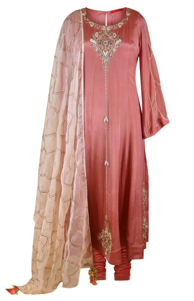 Chiffon Anarkali With Organza Dupatta