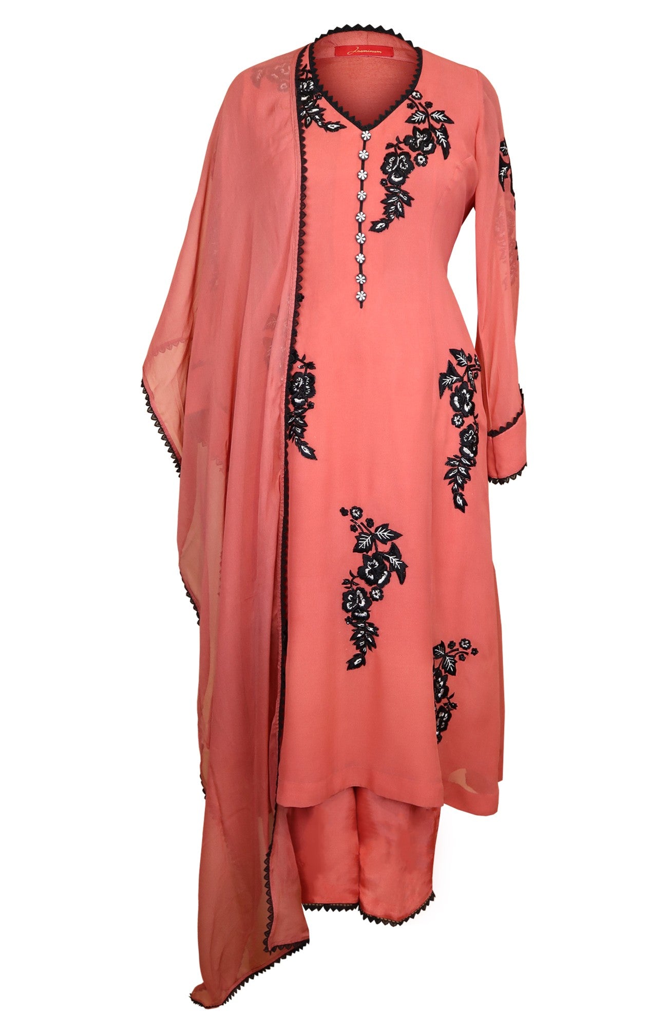 Georgette Black Motif Embroidery Suit