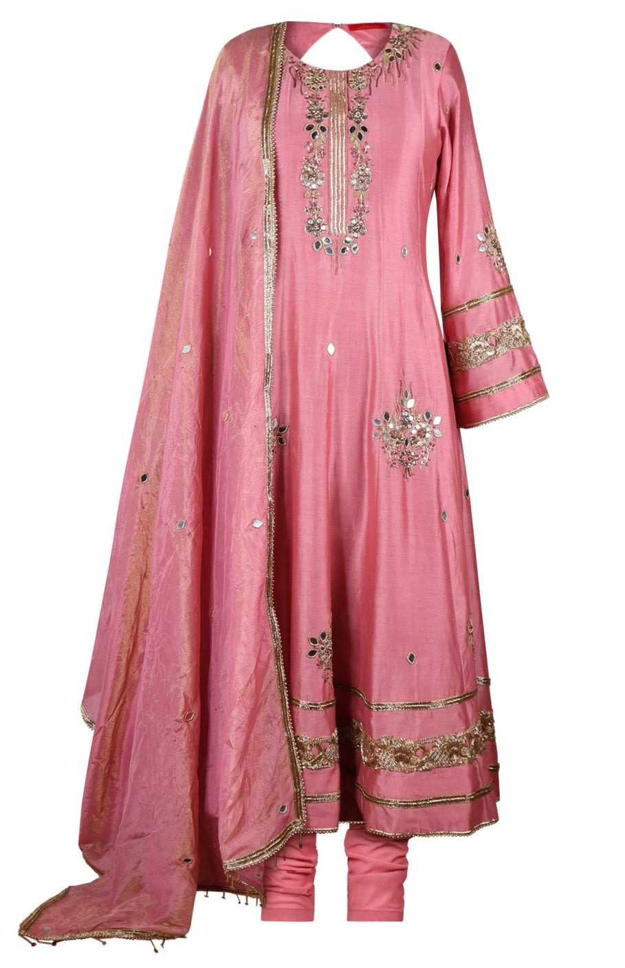 Kora Silk Anarkali With Mirror Work